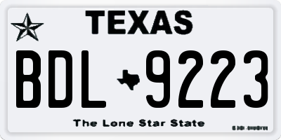 TX license plate BDL9223