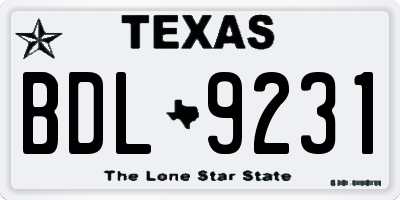 TX license plate BDL9231