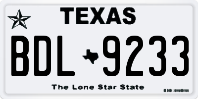 TX license plate BDL9233