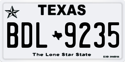TX license plate BDL9235