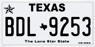 TX license plate BDL9253