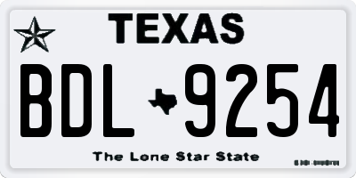 TX license plate BDL9254