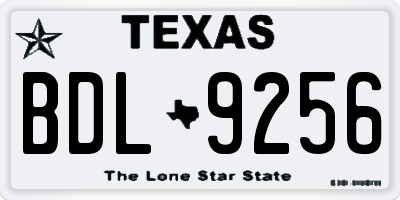 TX license plate BDL9256
