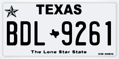 TX license plate BDL9261