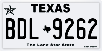 TX license plate BDL9262
