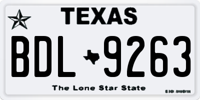 TX license plate BDL9263