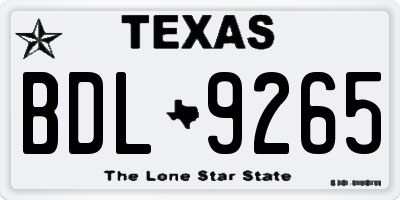 TX license plate BDL9265