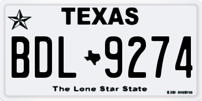 TX license plate BDL9274