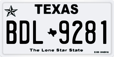 TX license plate BDL9281