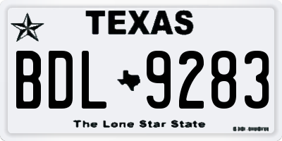 TX license plate BDL9283