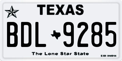 TX license plate BDL9285