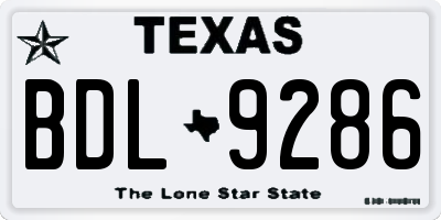 TX license plate BDL9286