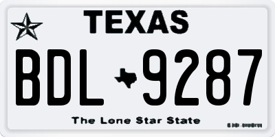 TX license plate BDL9287