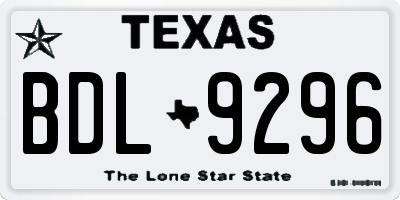 TX license plate BDL9296