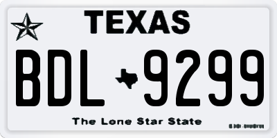 TX license plate BDL9299