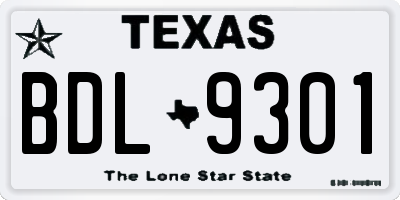 TX license plate BDL9301