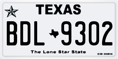 TX license plate BDL9302