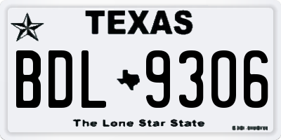 TX license plate BDL9306