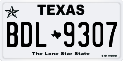 TX license plate BDL9307