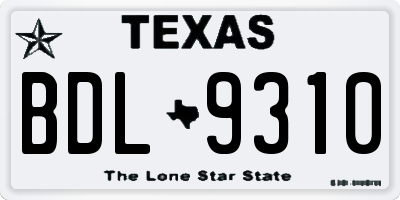 TX license plate BDL9310
