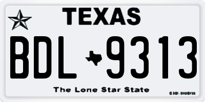 TX license plate BDL9313