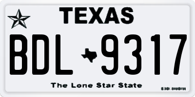 TX license plate BDL9317