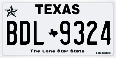 TX license plate BDL9324