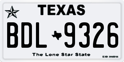 TX license plate BDL9326