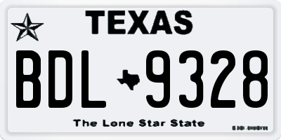 TX license plate BDL9328