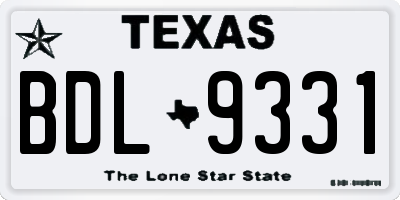 TX license plate BDL9331