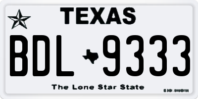 TX license plate BDL9333