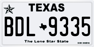 TX license plate BDL9335