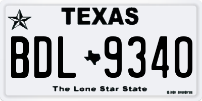 TX license plate BDL9340