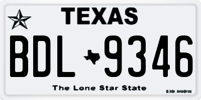 TX license plate BDL9346