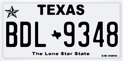 TX license plate BDL9348
