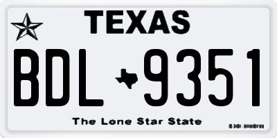 TX license plate BDL9351