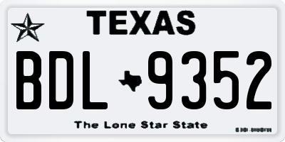 TX license plate BDL9352
