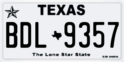 TX license plate BDL9357