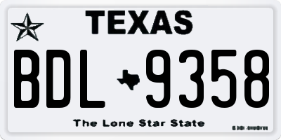 TX license plate BDL9358
