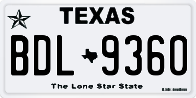 TX license plate BDL9360