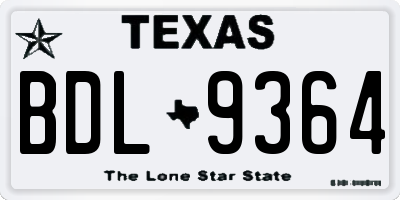TX license plate BDL9364