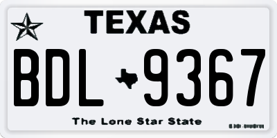 TX license plate BDL9367