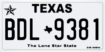 TX license plate BDL9381