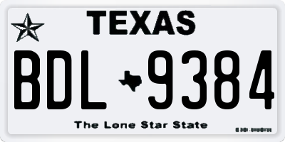 TX license plate BDL9384