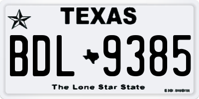 TX license plate BDL9385