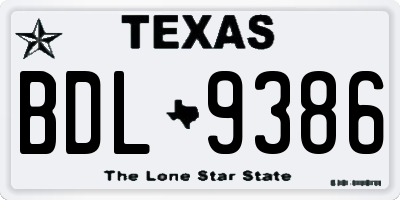 TX license plate BDL9386