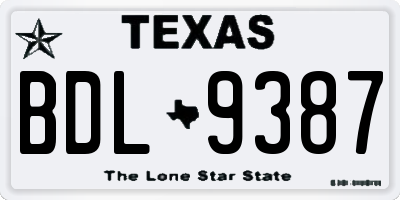 TX license plate BDL9387