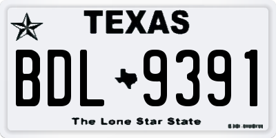 TX license plate BDL9391