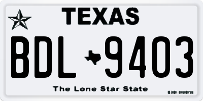 TX license plate BDL9403