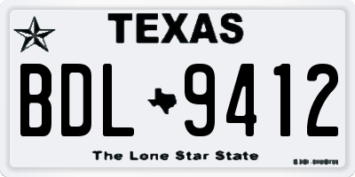 TX license plate BDL9412